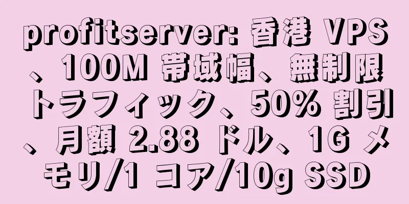 profitserver: 香港 VPS、100M 帯域幅、無制限トラフィック、50% 割引、月額 2.88 ドル、1G メモリ/1 コア/10g SSD
