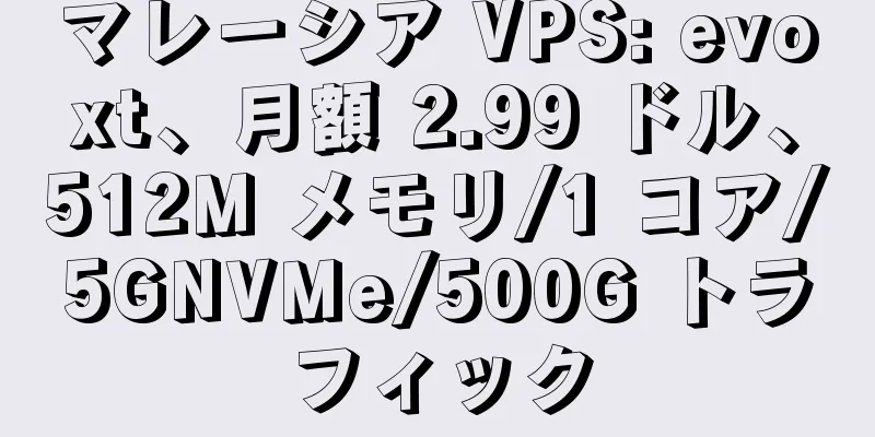 マレーシア VPS: evoxt、月額 2.99 ドル、512M メモリ/1 コア/5GNVMe/500G トラフィック
