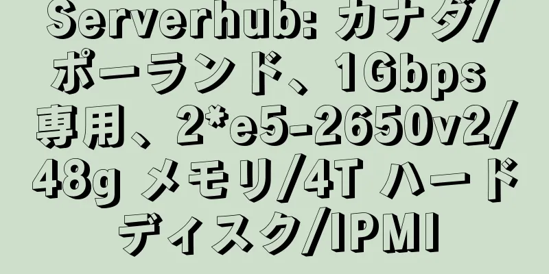 Serverhub: カナダ/ポーランド、1Gbps 専用、2*e5-2650v2/48g メモリ/4T ハードディスク/IPMI