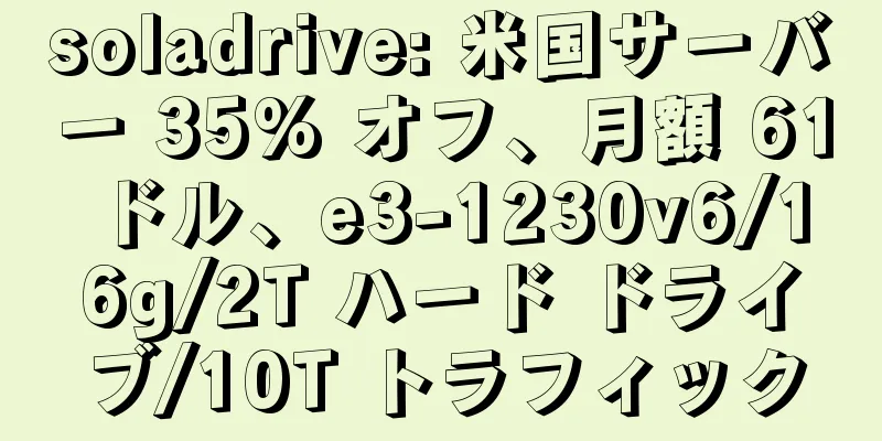 soladrive: 米国サーバー 35% オフ、月額 61 ドル、e3-1230v6/16g/2T ハード ドライブ/10T トラフィック