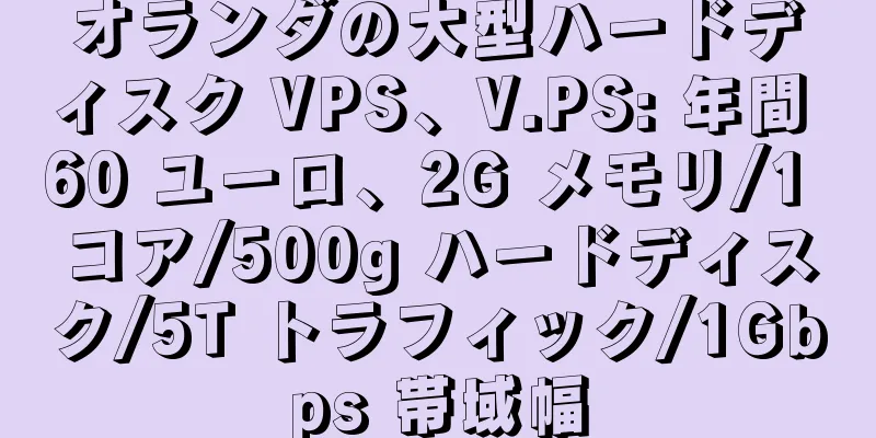 オランダの大型ハードディスク VPS、V.PS: 年間 60 ユーロ、2G メモリ/1 コア/500g ハードディスク/5T トラフィック/1Gbps 帯域幅