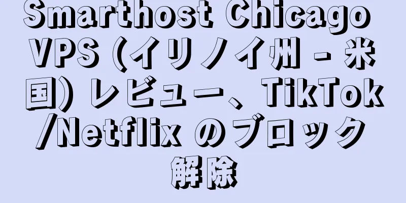 Smarthost Chicago VPS (イリノイ州 - 米国) レビュー、TikTok/Netflix のブロック解除