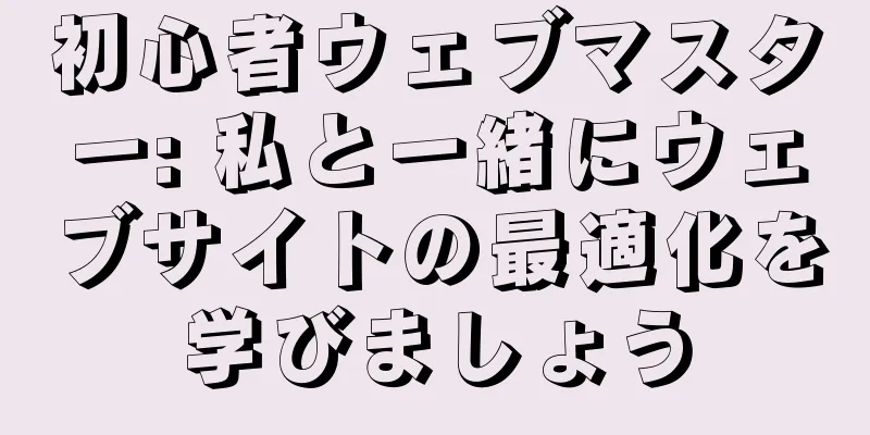 初心者ウェブマスター: 私と一緒にウェブサイトの最適化を学びましょう