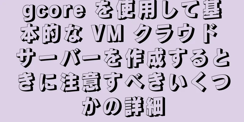 gcore を使用して基本的な VM クラウド サーバーを作成するときに注意すべきいくつかの詳細