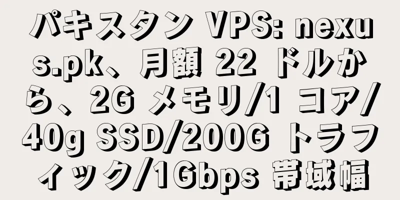 パキスタン VPS: nexus.pk、月額 22 ドルから、2G メモリ/1 コア/40g SSD/200G トラフィック/1Gbps 帯域幅
