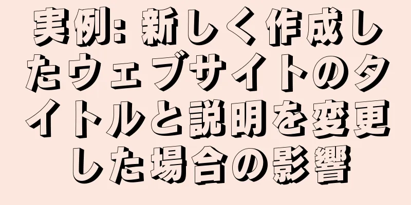 実例: 新しく作成したウェブサイトのタイトルと説明を変更した場合の影響