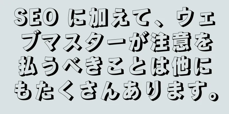 SEO に加えて、ウェブマスターが注意を払うべきことは他にもたくさんあります。