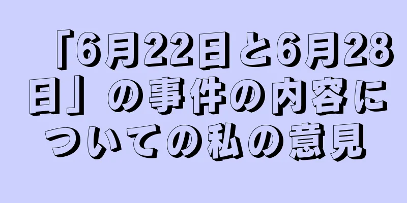 「6月22日と6月28日」の事件の内容についての私の意見