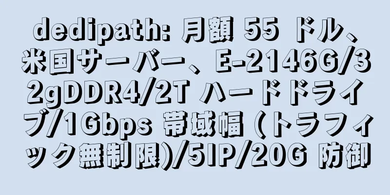 dedipath: 月額 55 ドル、米国サーバー、E-2146G/32gDDR4/2T ハードドライブ/1Gbps 帯域幅 (トラフィック無制限)/5IP/20G 防御