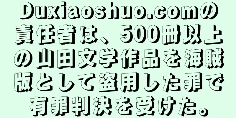 Duxiaoshuo.comの責任者は、500冊以上の山田文学作品を海賊版として盗用した罪で有罪判決を受けた。