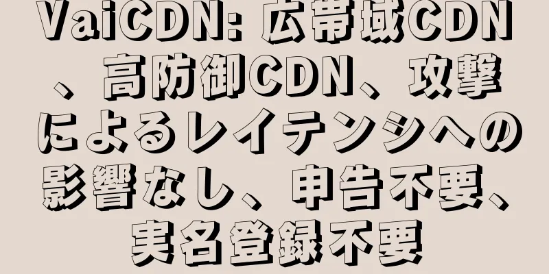 VaiCDN: 広帯域CDN、高防御CDN、攻撃によるレイテンシへの影響なし、申告不要、実名登録不要