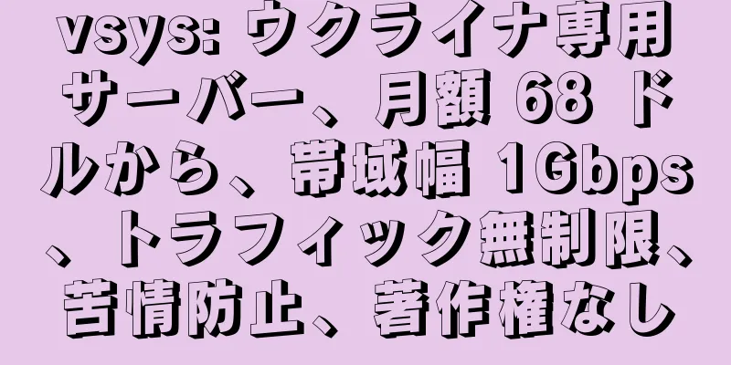 vsys: ウクライナ専用サーバー、月額 68 ドルから、帯域幅 1Gbps、トラフィック無制限、苦情防止、著作権なし