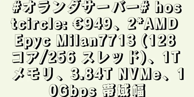 #オランダサーバー# hostcircle: €949、2*AMD Epyc Milan7713 (128 コア/256 スレッド)、1T メモリ、3.84T NVMe、10Gbps 帯域幅
