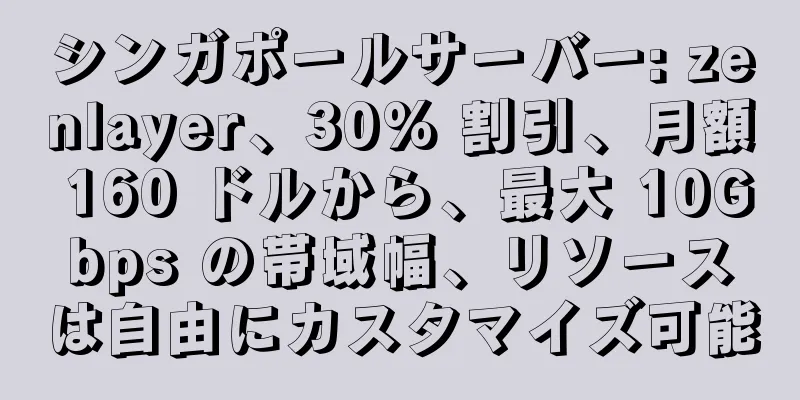 シンガポールサーバー: zenlayer、30% 割引、月額 160 ドルから、最大 10Gbps の帯域幅、リソースは自由にカスタマイズ可能