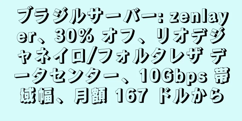 ブラジルサーバー: zenlayer、30% オフ、リオデジャネイロ/フォルタレザ データセンター、10Gbps 帯域幅、月額 167 ドルから