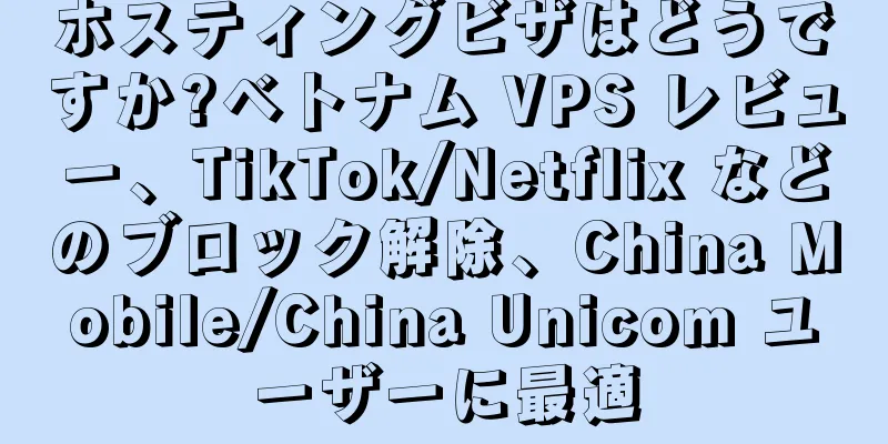 ホスティングビザはどうですか?ベトナム VPS レビュー、TikTok/Netflix などのブロック解除、China Mobile/China Unicom ユーザーに最適