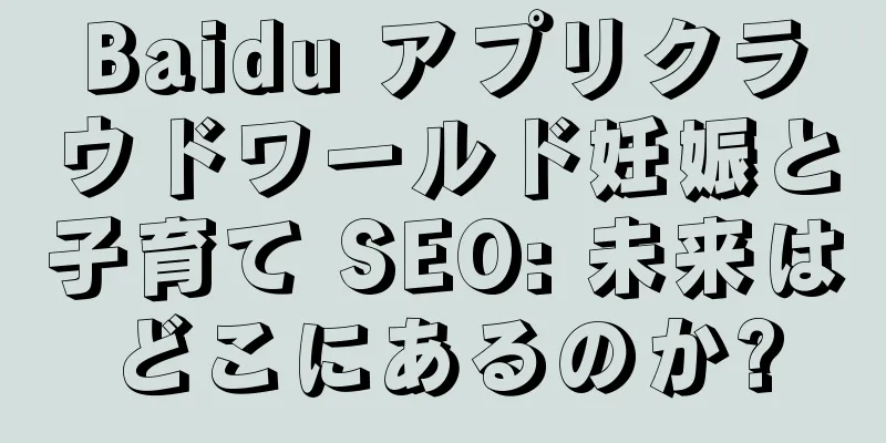 Baidu アプリクラウドワールド妊娠と子育て SEO: 未来はどこにあるのか?