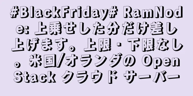 #BlackFriday# RamNode: 上乗せした分だけ差し上げます。上限・下限なし。米国/オランダの OpenStack クラウド サーバー