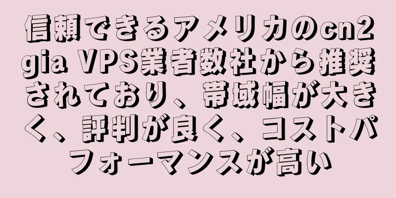信頼できるアメリカのcn2gia VPS業者数社から推奨されており、帯域幅が大きく、評判が良く、コストパフォーマンスが高い