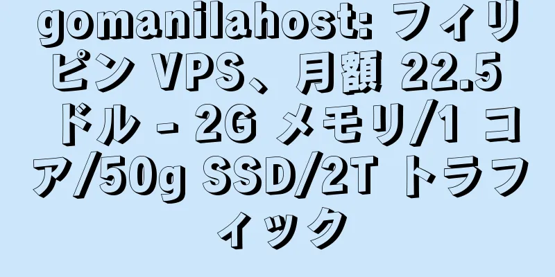 gomanilahost: フィリピン VPS、月額 22.5 ドル - 2G メモリ/1 コア/50g SSD/2T トラフィック