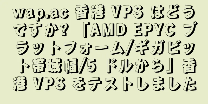 wap.ac 香港 VPS はどうですか? 「AMD EPYC プラットフォーム/ギガビット帯域幅/5 ドルから」香港 VPS をテストしました