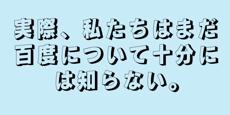 実際、私たちはまだ百度について十分には知らない。