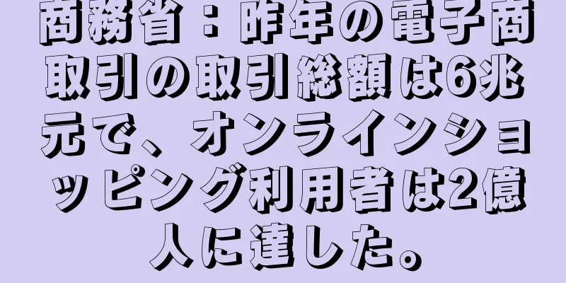 商務省：昨年の電子商取引の取引総額は6兆元で、オンラインショッピング利用者は2億人に達した。