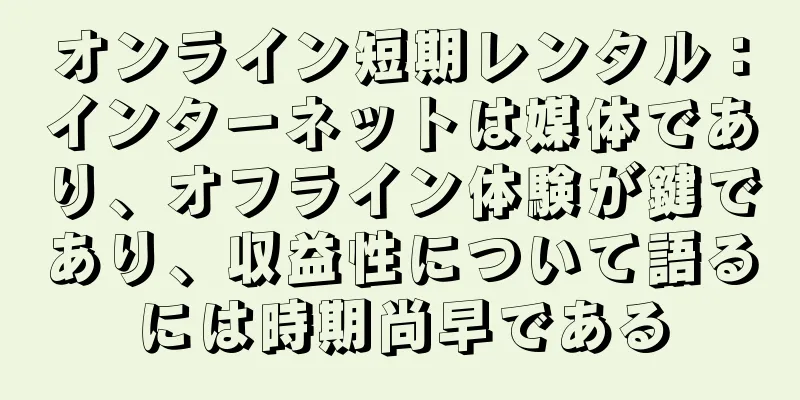 オンライン短期レンタル：インターネットは媒体であり、オフライン体験が鍵であり、収益性について語るには時期尚早である