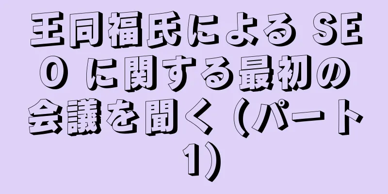 王同福氏による SEO に関する最初の会議を聞く (パート 1)