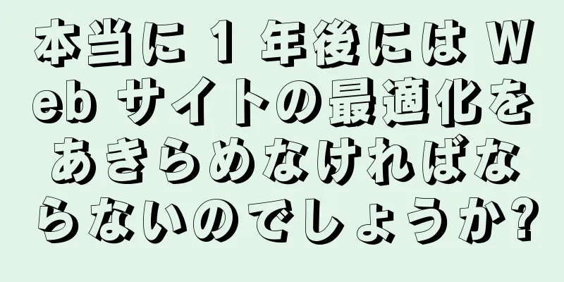 本当に 1 年後には Web サイトの最適化をあきらめなければならないのでしょうか?