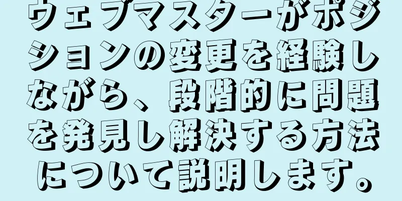 ウェブマスターがポジションの変更を経験しながら、段階的に問題を発見し解決する方法について説明します。