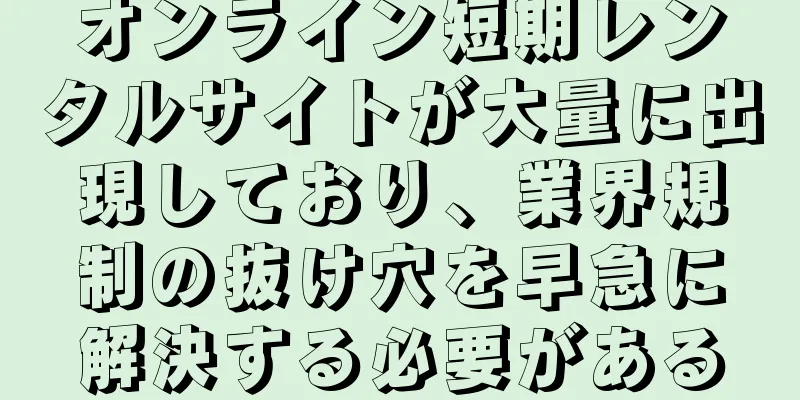 オンライン短期レンタルサイトが大量に出現しており、業界規制の抜け穴を早急に解決する必要がある