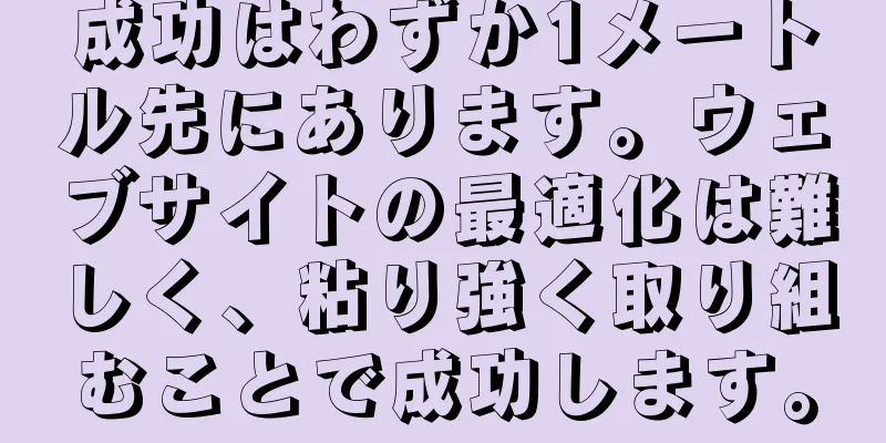 成功はわずか1メートル先にあります。ウェブサイトの最適化は難しく、粘り強く取り組むことで成功します。