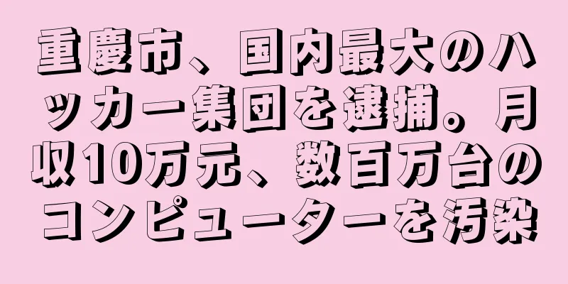 重慶市、国内最大のハッカー集団を逮捕。月収10万元、数百万台のコンピューターを汚染
