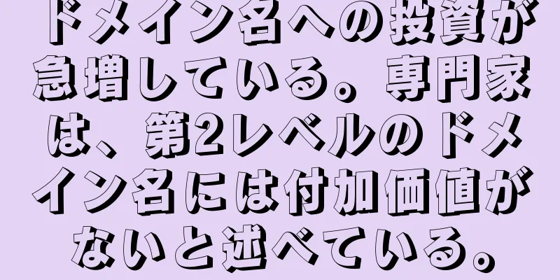 ドメイン名への投資が急増している。専門家は、第2レベルのドメイン名には付加価値がないと述べている。