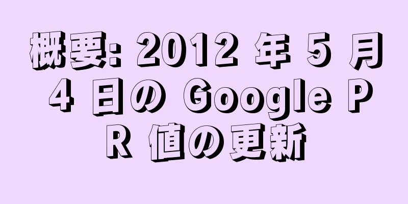 概要: 2012 年 5 月 4 日の Google PR 値の更新