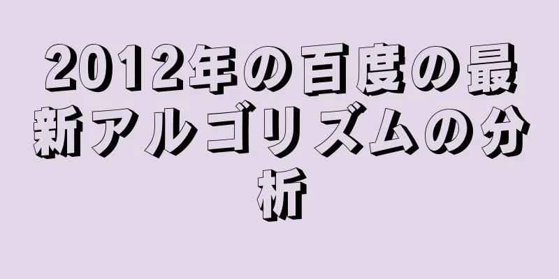 2012年の百度の最新アルゴリズムの分析
