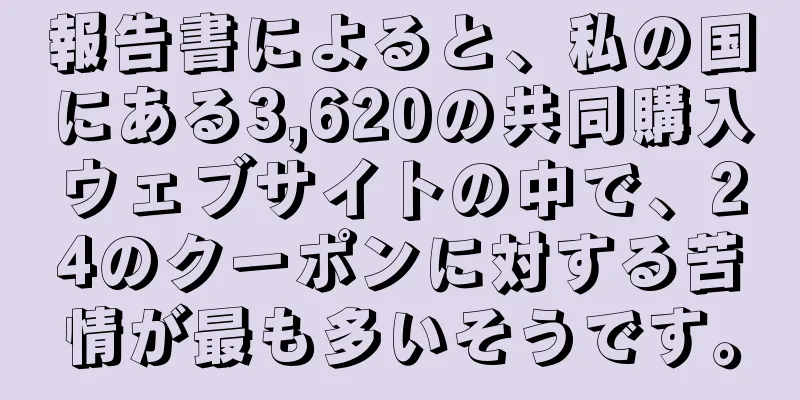 報告書によると、私の国にある3,620の共同購入ウェブサイトの中で、24のクーポンに対する苦情が最も多いそうです。