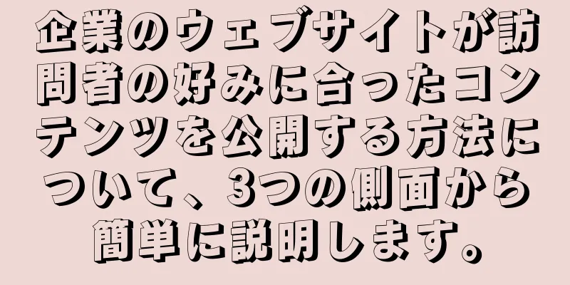 企業のウェブサイトが訪問者の好みに合ったコンテンツを公開する方法について、3つの側面から簡単に説明します。