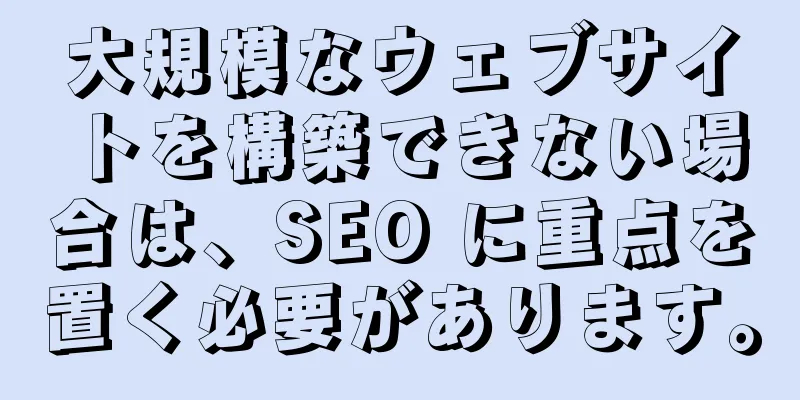 大規模なウェブサイトを構築できない場合は、SEO に重点を置く必要があります。