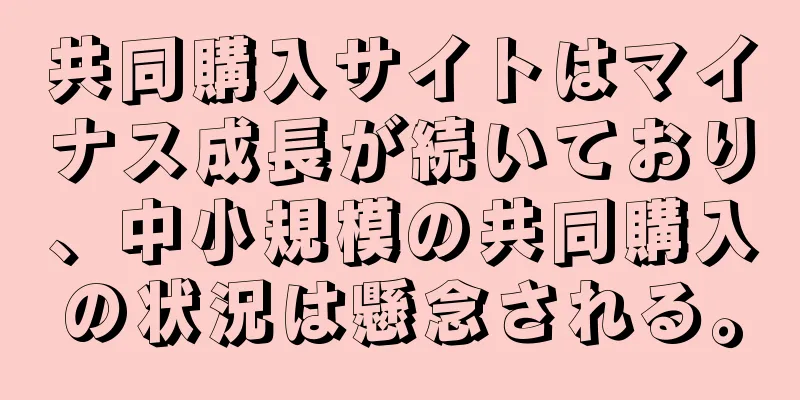 共同購入サイトはマイナス成長が続いており、中小規模の共同購入の状況は懸念される。