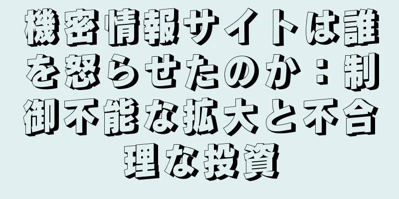 機密情報サイトは誰を怒らせたのか：制御不能な拡大と不合理な投資