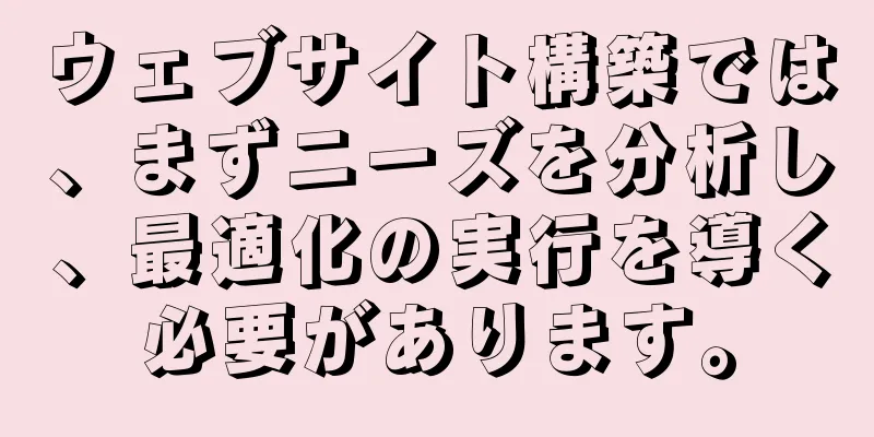 ウェブサイト構築では、まずニーズを分析し、最適化の実行を導く必要があります。
