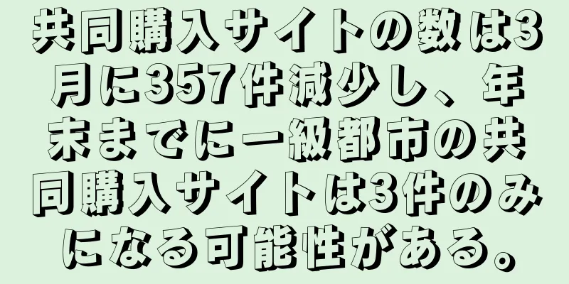 共同購入サイトの数は3月に357件減少し、年末までに一級都市の共同購入サイトは3件のみになる可能性がある。