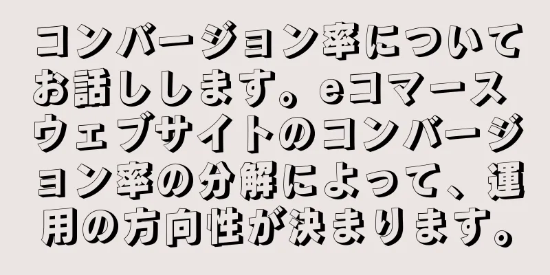 コンバージョン率についてお話しします。eコマース ウェブサイトのコンバージョン率の分解によって、運用の方向性が決まります。