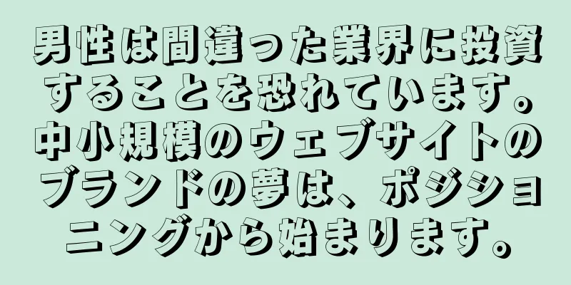 男性は間違った業界に投資することを恐れています。中小規模のウェブサイトのブランドの夢は、ポジショニングから始まります。