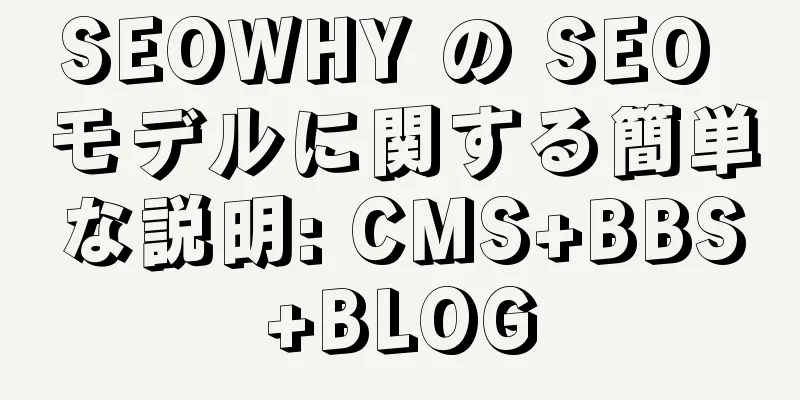 SEOWHY の SEO モデルに関する簡単な説明: CMS+BBS+BLOG