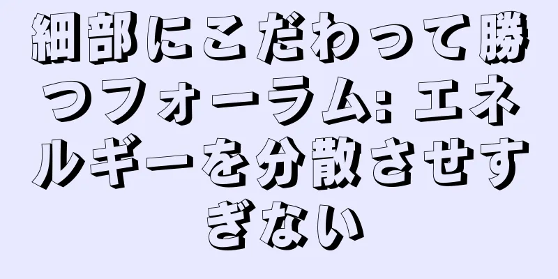 細部にこだわって勝つフォーラム: エネルギーを分散させすぎない
