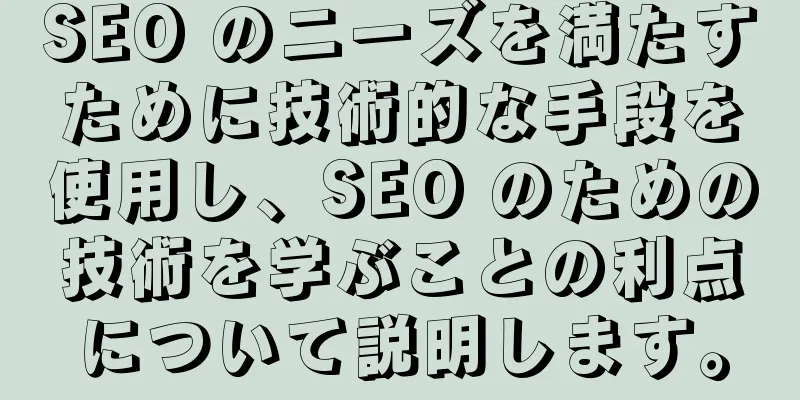 SEO のニーズを満たすために技術的な手段を使用し、SEO のための技術を学ぶことの利点について説明します。