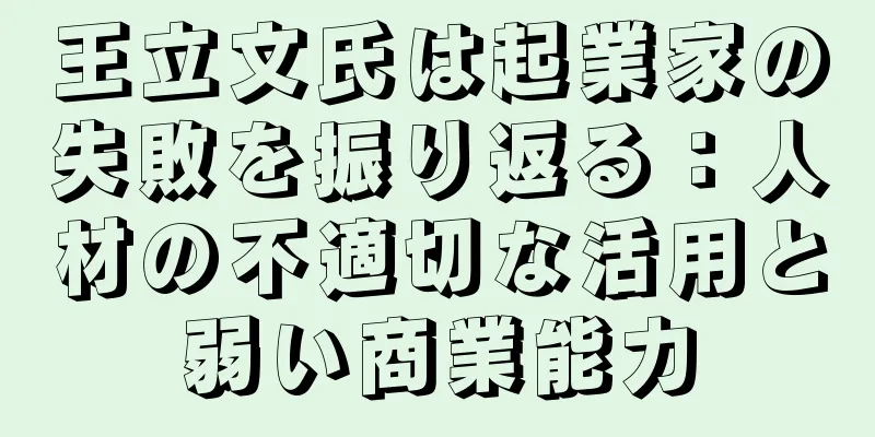 王立文氏は起業家の失敗を振り返る：人材の不適切な活用と弱い商業能力